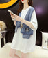 Denim patchwork cardigan